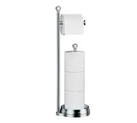 KASUNTO Toilet Paper Holder for Bathroom, Heavy Weighted Metal Free Standing Toilet Paper Holder Stand with Crystal Ball, Toilet Paper Roll Stand for Bathroom Accessories