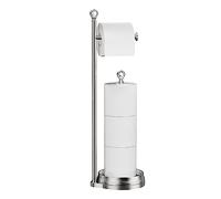 KASUNTO Toilet Paper Holder for Bathroom, Heavy Weighted Metal Free Standing Toilet Paper Holder Stand with Crystal Ball, Toilet Paper Roll Stand for Bathroom Accessories