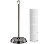 Kasunto - Toilet Paper Holder with Free Standing Rustproof Toilet Paper Holder for Bathroom, Tissue Paper Roll Holder for Bathroom Accessories (Brushed Nickel)
