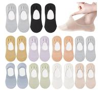 KASURE 10 Pairs No Show Socks for Women, Invisible Socks for Women with Non-Slip Silicone, Nine Colors Non Slip Invisible Boat Socks, Cotton Breatheble Invisible Ultra Low Cut Liner Socks