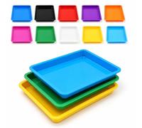 KASURE 10 PCS Plastic Trays, Multicolor Play Trays, 27.5×21.2cm Colourful Sensory Plastic Tray, Rectangular Crafts Organizer, Activity Messy Play Tray for Toys, Building Blocks, Painting, DIY Projects