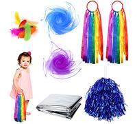 KASURE 16PCS Baby Sensory Set with Baby Sensory Foil Blanket Rainbow Ribbon Bracelet Toy Multi-Coloured Feathers Ribbon Ball and Scarf Sensory Toys for Babies Early Learning Gift for 0 3 6 9 12 Months