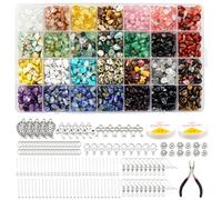 KASURE 28-Compartment Natural Crystal Chip Beads Kit - 1680pcs DIY Jewelry Making Supplies with Tools & Findings,5-8mm Crystal Beads for Bracelet Necklace Earring DIY Craft