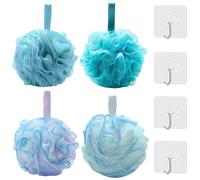 KASURE 4 Pack Loofah Shower Puff, 75g Large Shower Puff, Mesh Body Scrubber for Exfoliating and Deep Cleaning(4 Gradient Colors)