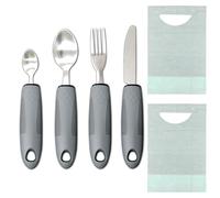 KASURE 4Pcs Easy Grip Cutlery for Arthritic Hands, Extra Wide Handles Anti Slip Disability Aids with Knife Fork Spoon, Adaptive Cutlery for Elderly Arthritis Parkinson Disabled People