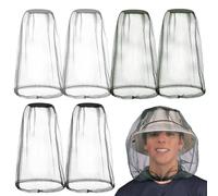 KASURE 6 PCS Midge Head Net, 45cm Long Mosquito Head Net with Elastic Band, Fine Mesh Polyester Insect Net, for Outing, Camping, Fishing and Gardening (Black*2, Green*2, Grey*2)