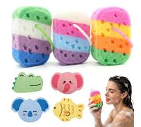 KASURE 7 Pcs Sponges Bath, Baby Sponges for Bath Set, Soft Shower Sponge with Cute Animal Shapes for Newborns, Ultra-Soft Exfoliating Sponge for Men Women und Teens Sensitive Dry Skin