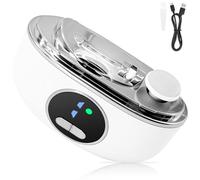 KASURE Electric Nail Clipper, 2-in-1 Electric Nail Trimmer, Electric Toe Nail Clippers with LED Light & 3 Speeds, Safe Quiet Nail Clippers for Baby Elderly Seniors Weak Hands(White)