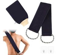 KASURE Exfoliating Back Scrubber for Shower & Bath Towel, Double-Side Use Exfoliate Washcloth Bath Tool, 37 Inches Back Washer with Handles, Shower Back Scrubber （2* Invisible Hook Included）