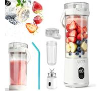 KASURE Portable Blender, Personal Electric Juicer Cup, USB Rechargeable Mini Blender for Shakes and Smoothies, 12-Blade 3D Stereoscopic Cutter, 600ml Travel Juice Maker for Home, Office, Gym, and Outd