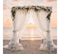 KASURE Wedding Arch Draping Fabric, 1.6m x 8m White Wedding Decorations Mesh, Sheer Voile Backdrop Curtains, Tulle Fabric Drapery for Wedding Archway Drapes Ceremony Reception Stage Decorations
