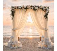 KASURE Wedding Arch Draping Fabric Beige, 1.6m x 8m Backdrop Drapes Curtains, Sheer Voile Backdrop Curtains, Tulle Fabric Drapery for Wedding Archway Drapes Ceremony Reception Stage Decorations