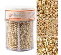 Kasvan Gold Pearl Sugar Sprinkles, 6 Sizes Mix for Cake Decorating, 230g, Ice Cream Toppings and Cookie Decorating, Wedding Party, Christmas Supplies (Gold)