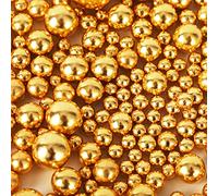 Kasvan Gold Pearl Sugar sprinkles - Edible Candy Pearls 130g/4.58 Oz, Mix Size Cake Candy, Decorate Cakes, Cookies, Ice Cream (Bright Gold)