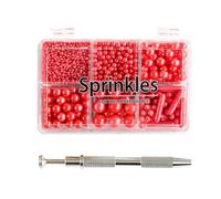 Kasvan Red Mix Sugar Sprinkles - Edible Candy Pearls with 4-Claw Sprinkle Pen,118g/4.16 Oz, Gift Box Pack, Baking Cake Decorations, Ice Cream Toppings and Cookie Decorating (Red)
