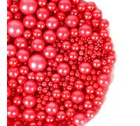 Kasvan Red Pearl Sugar Sprinkles - Edible Candy Pearls 130g/4.58 Oz, Mix Size, Baking Cake Decorations, Ice Cream Toppings and Cookie Decorating, Wedding Party Chirstmas Supplies