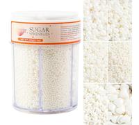 Kasvan White Pearl Sugar Sprinkles, 6 Sizes Mix for Cake Decorating, 230g/8.1oz, Ice Cream Toppings and Cookie Decorating, Wedding Party Chirstmas Supplies (White)