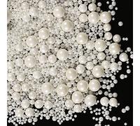 Kasvan White Pearl Sugar Sprinkles - Edible Candy Beads 130g Assorted Sizes Baking Cake Decorating Ice Cream Toppings and Cookie Decoration Wedding Party Christmas Supplies