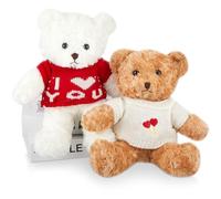Kasyat 2 Pcs Valentines Gifts I Love You Bear 30cm/0.98ft Soft Plush Stuffed Toys Gifts for Valentine's Day Girlfriends Boyfriends Girls Boys Kids Couple(White, Brown, Cute)
