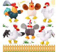 Kasyat 6 Pieces Mini Plush Furry Animal Toys Soft Plush Horse Pig Cattle Rabbit Dog Sheep Hen Doll Stuffed Plush Animals for People Over 6 Years Old