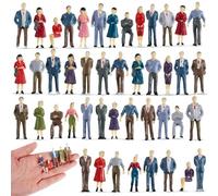 Kasyat Mini People Figurines 1: 50 Scale Model Trains Architectural Painted People Figures Tiny People Plastic Miniature Figurines Toy Sitting Standing People for Miniature Scenes (30 Pcs)