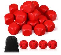 Kasyat Pack of 20 DIY Empty Cubes, Blank Wooden Cubes for Labelling, Unpainted Simple Cube with Round Corners, 6-Sided Blocks (Red, 20 mm)