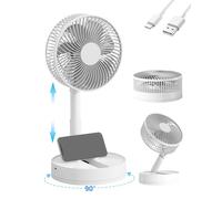 KASYDoFF Desk Fan, USB Rechargeable 5400mAh-20CM Oscillation Portable Table Fan with 4 Speed Settings, Foldable Battery Mini Cooling Fans for Bedroom, Home and Outdoor