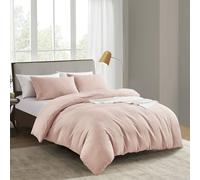 KASYLAN Breathable Duvet Cover Set with Zipper Closure - Waffle Dobby Weave Texture Duvet Sets, Modern Boho Duvet Cover & Pillow case, All Season Microfiber Bedding Quilt Cover Set (Double, Pink)
