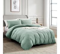 KASYLAN Breathable Duvet Cover Set with Zipper Closure - Waffle Dobby Weave Texture Duvet Sets, Modern Boho Duvet Cover & Pillow case, All Season Microfiber Bedding Quilt Cover Set (King, Green)