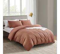 KASYLAN Breathable Duvet Cover Set with Zipper Closure - Waffle Dobby Weave Texture Duvet Sets, Modern Boho Duvet Cover & Pillow case, Microfiber Bedding Quilt Cover Set (King, Orange)