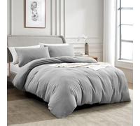 KASYLAN Breathable Duvet Cover Set with Zipper Closure - Waffle Dobby Weave Texture Duvet Sets, Modern Boho Duvet Cover & Pillow case, Microfiber Bedding Quilt Cover Set (Single, Light Grey)