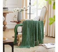 KASYLAN Diamond Knitted Throw Blanket Textured Solid Soft Sofa Throw Couch Knitted Decorative Blanket, 127x152cm Green