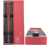 Kasyou Studio URUSHI KENKO Chopsticks - Handcrafted NOTO Hiba Wood by Wajima & Yamanaka Craftsmen, Traditional Japanese Lacquerware, Gift-Boxed Single 23.0 cm (9.1 Inch), Finished with Black Top
