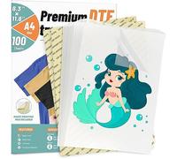 KASYU DTF Transfer Film, 100 Sheets 8.5x11 Inch DTF Paper with 2 Pcs Smart Printing Pads for All Sublimation&DTF Printers,DTF Film for Black or Dark Colored Garments,Direct to Film for All Fabrics