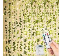 KASZOO Artificial Ivy Vines with LED String Lights - 12 Pack Ivy Garland with 80 LEDs, 8 Lighting Modes & Timer for Bedroom Wall Decor
