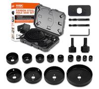 KATA 18PCS Hole Saw Set 3/4"-5"(19-127mm) Hole Saw Kit with Mandrels, Drill Bits, Installation Plate, Hex Key, Ideal for Soft Wood, Plywood, Drywall, PVC