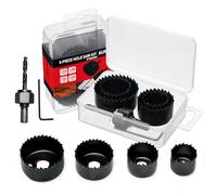 KATA 6PCS Hole Saw Kit 1-1/4" to 2-1/8"(33-54mm) Hole Saw Set in Case with Mandrels and Hex Key for Soft Wood, PVC Board, Plywood