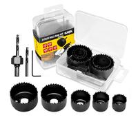 KATA 8PCS Hole Saw Kit 1" to 2-1/8"(25-54mm) Hole Saw Set in Case with 1PC Mandrels, 2PC Drill Bits and 1PC Hex Key for Soft Wood, PVC Board, Plywood
