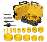 KATA Bi-Metal Hole Saw Kit, 19 Piece High Speed Steel Hole Saw Set with 3/4" -4-3/4" (19-121mm) 14PCS Hole Saw Blades in Case with Mandrels, Drill Bit, Hex Key for Thin Metal, Hard Wood, Drywall