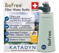 Katadyn BeFree AC 1L Soft Water Filter Bottle - Green, Ultralight & Collapsible Flask, First-of-Its-Kind Activated Carbon Filter Improves Taste & Odors, Ideal for Hiking, Travel, Sports & Emergencies
