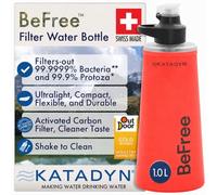 Katadyn BeFree AC 1L Soft Water Filter Bottle - Red, Ultralight & Collapsible Flask, First-of-Its-Kind Activated Carbon Filter Improves Taste & Odors, Ideal for Hiking, Travel, Sports & Emergencies