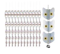 Katai Bird Scarer Rods Set - 12 Reflective Spinning Rods with Owl Decoy - Humane Bird Deterrent for Gardens, Decking, Pools & Crops
