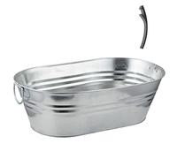 Katai - Galvanized Steel Drinks Bucket - Oval, 5.5 Gallon Rustic Style Drinks Tub, Carry Handles - With Bottle Opener
