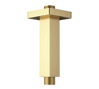 KATAIS Brushed Gold Shower Arm with Flange 4-inch Square Shower Head Extension Arm for Fixed Showerheads and Handheld Showerheads,