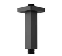 KATAIS Matte Black Shower Arm with Flange, Square - Stainless Steel Ceiling Mounted Extension Pipe for Rainfall Shower Head, 4 inch