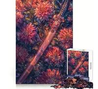 Katana in Dahlias 1000 Piece Jigsaws for Teenagers Sharp Logic Sharp Edge Family Activity (50x75cm)