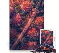Katana in Dahlias Jigsaw for Teenagers 1000 Pieces Calm Daily Fine Cut Joyful Challenge (38x26cm)