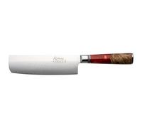 Katana Saya Elements 18cm Nakiri Knife, Volcanic Red, Kitchen Knife, Japanese 67-Layer VG-10 Damascus Stainless Steel, Natural Olivewood and Resin Handle, Japanese Style