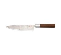 Katana Saya Flame 20cm Chef's Knife, Rosewood Handle, Japanese Kitchen Knives, Rainbow Damascus Steel