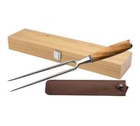 Katana Saya Olive Wood 18cm Carving Fork, 2 Pronged, Japanese 67-Layer VG-10 Damascus Stainless Steel, Natural Olive Wood Handle, Kitchen Knife